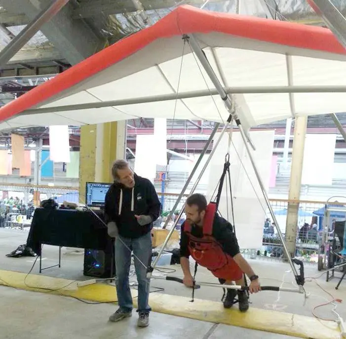 Visitors to the Old Bus Depot Markets trying the Drone Flight Academy display
