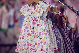 Handmade girls floral dress handmade by Old Bus Depot Markets stallholder, JRL Clothing