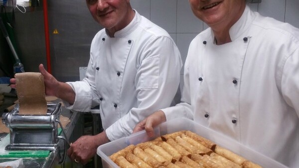 Old Bus Depot Markets stallholders, , The Cannoli Brothers - Alessandro and Andrew , in the kitchen preparing Cannoli