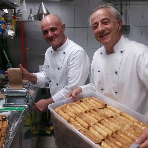 Old Bus Depot Markets stallholders, , The Cannoli Brothers - Alessandro and Andrew , in the kitchen preparing Cannoli