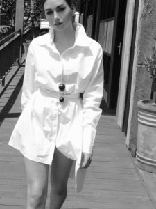 White jacket designed by Old Bus Depot Markets stallholder, Zoe Georgiou 