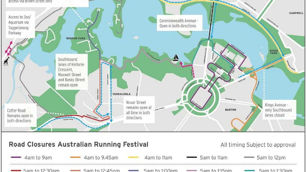 Road Closures for the 2017 Australian Running Festival