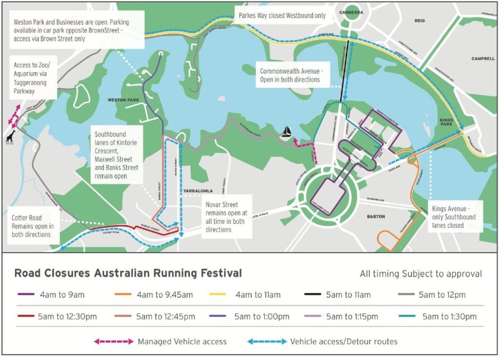 Road Closures for the 2017 Australian Running Festival